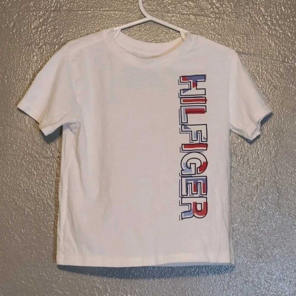 Tommy Hilfiger Stylish Casual White Short Sleeve Tee Kids Unisex Size 4 EUC